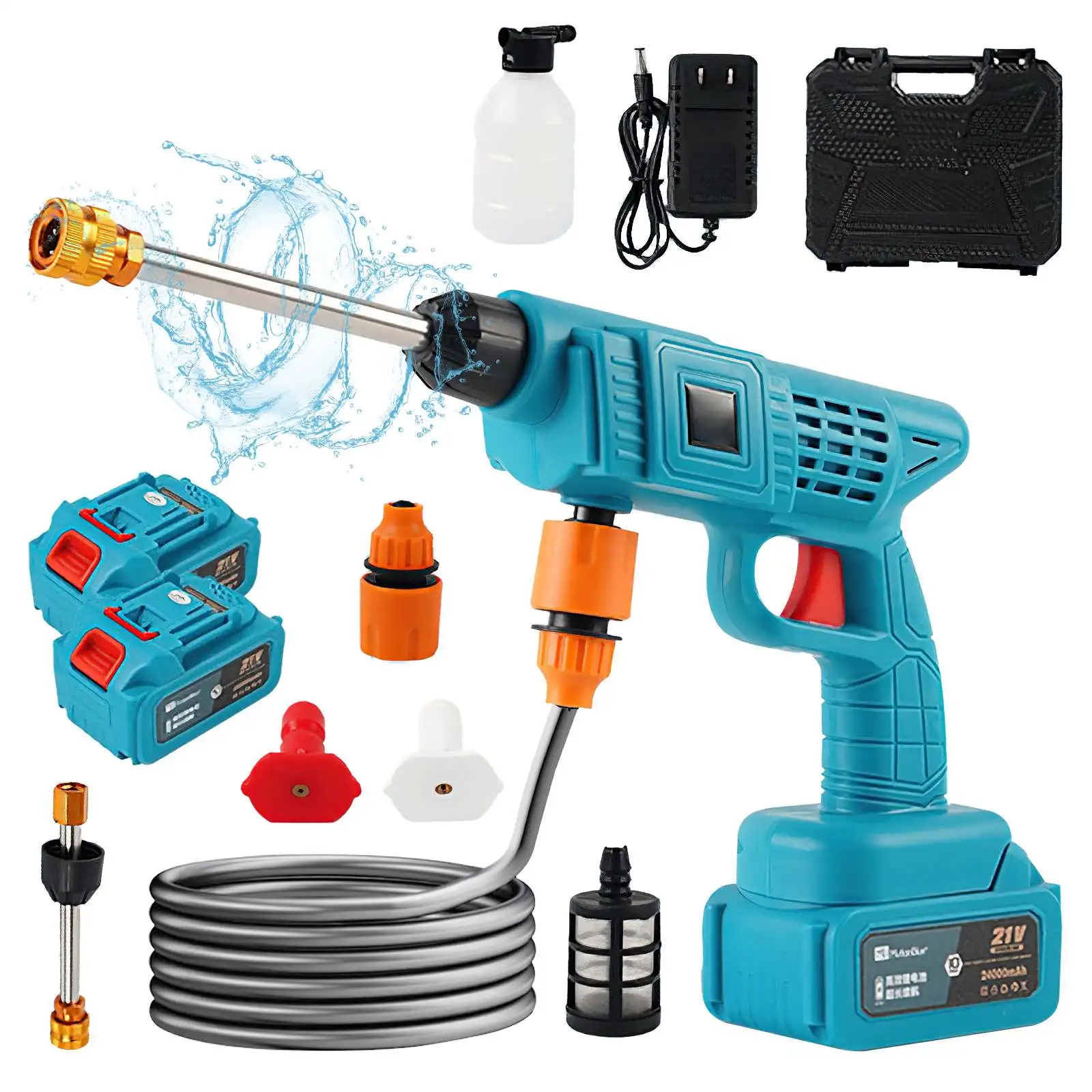 Image of Lavatrice per lavatrice ad alta pressione senza fili Generatore di pistola Pulitore a spruzzo elettrico Lavatrice per cortile da giardino per batteria Makita 18V cod004