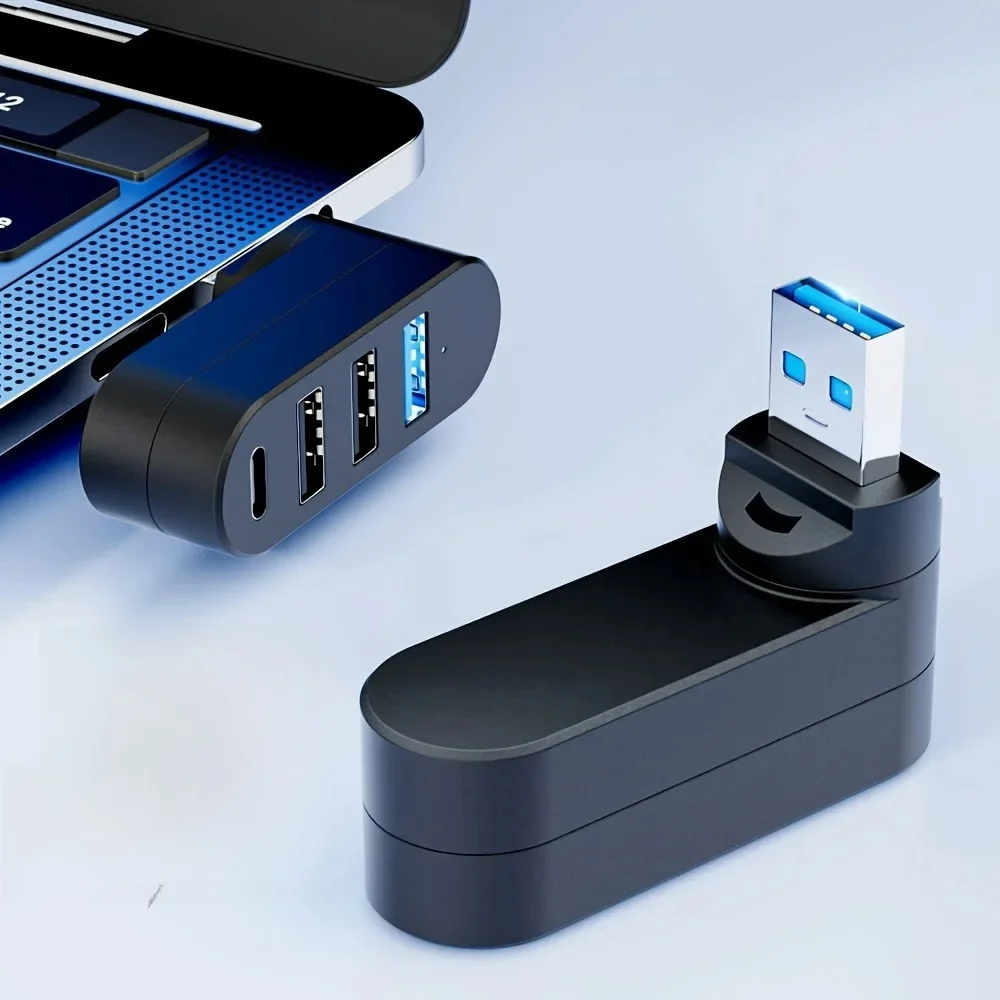 Hub USB 3.0 Mini Splitter Box 4 porty Obrotowy ekspander USB do transferu danych do komputera Laptop MacBook PC Akcesoria — zdjęcie 2