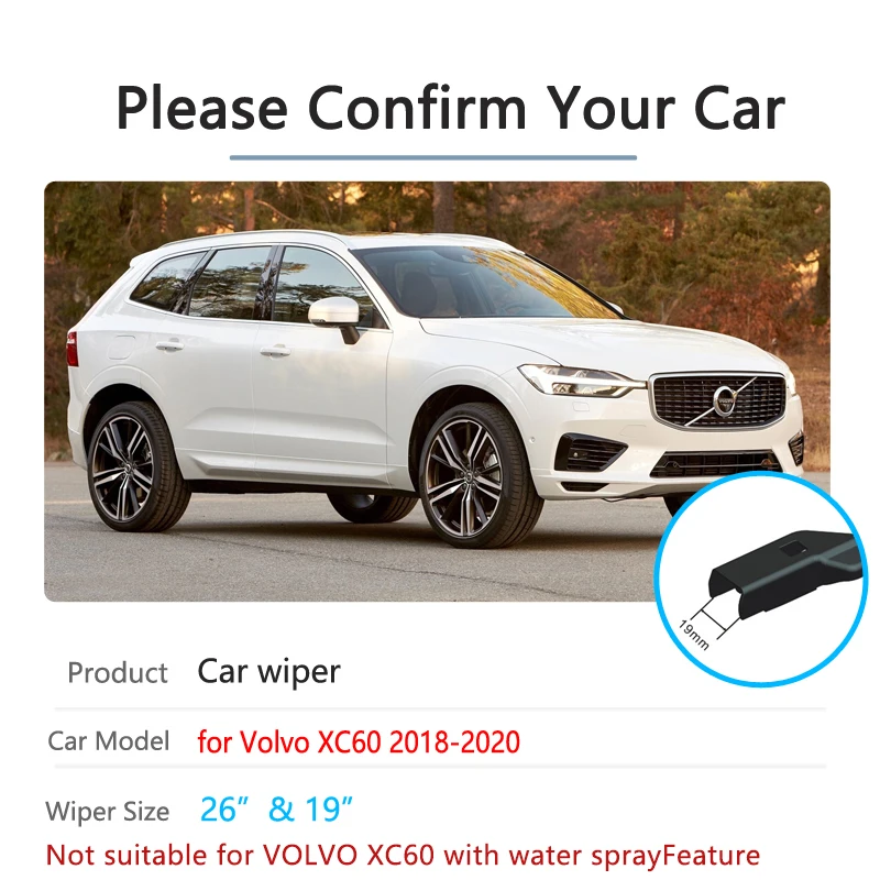 Car Wiper Blades for VOLVO XC60 2018 2019 2020 MK2 Front Windshield Wipers MK2 RDesign T4 T5 T6 D4 D5 Car Accessories Goods