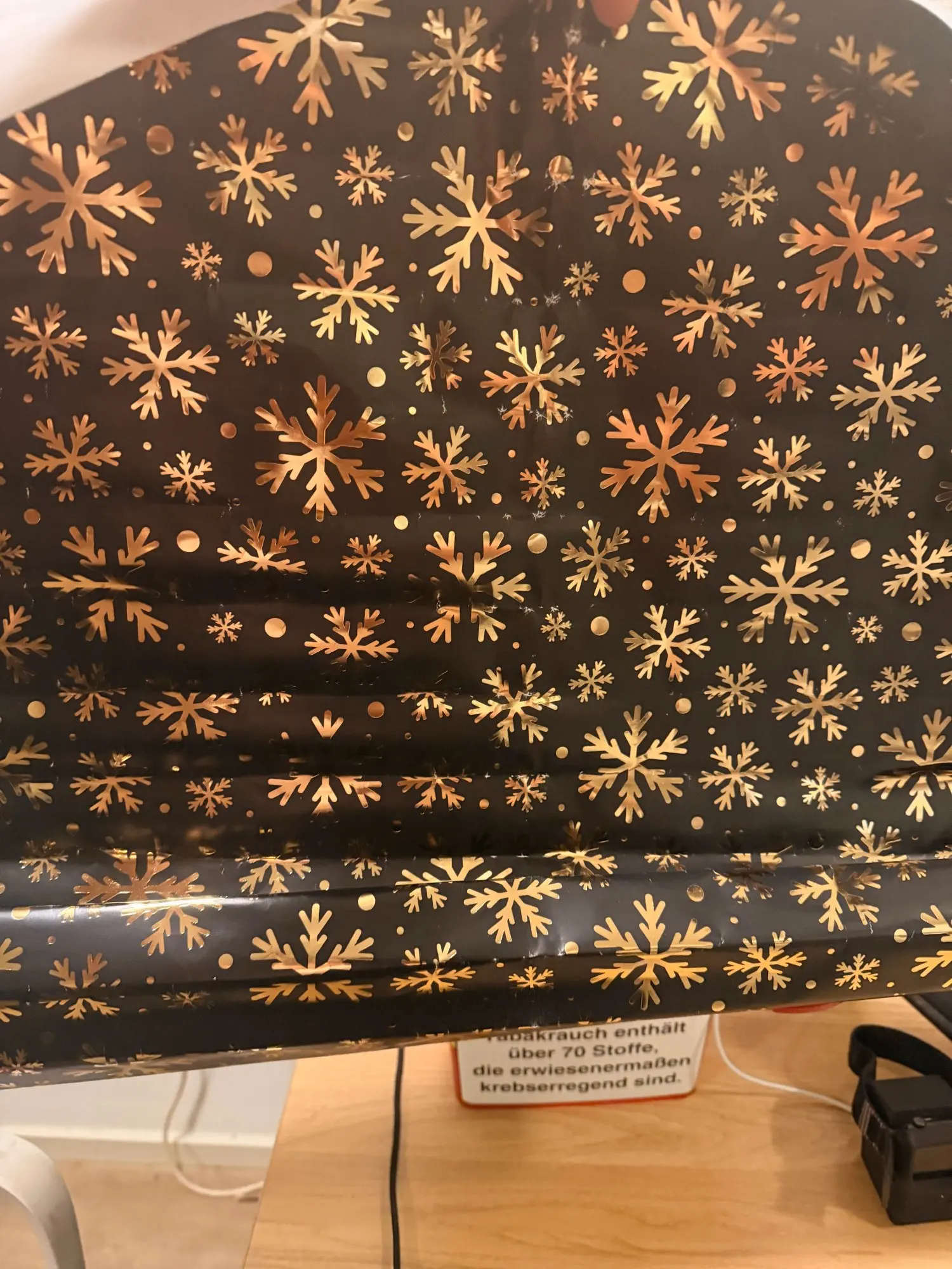 1 Roll Hot Stamping Black Gold Christmas Gift Wrapping Paper with Snowflake Christmas tree Reindeer Printed New Year Celebration photo review