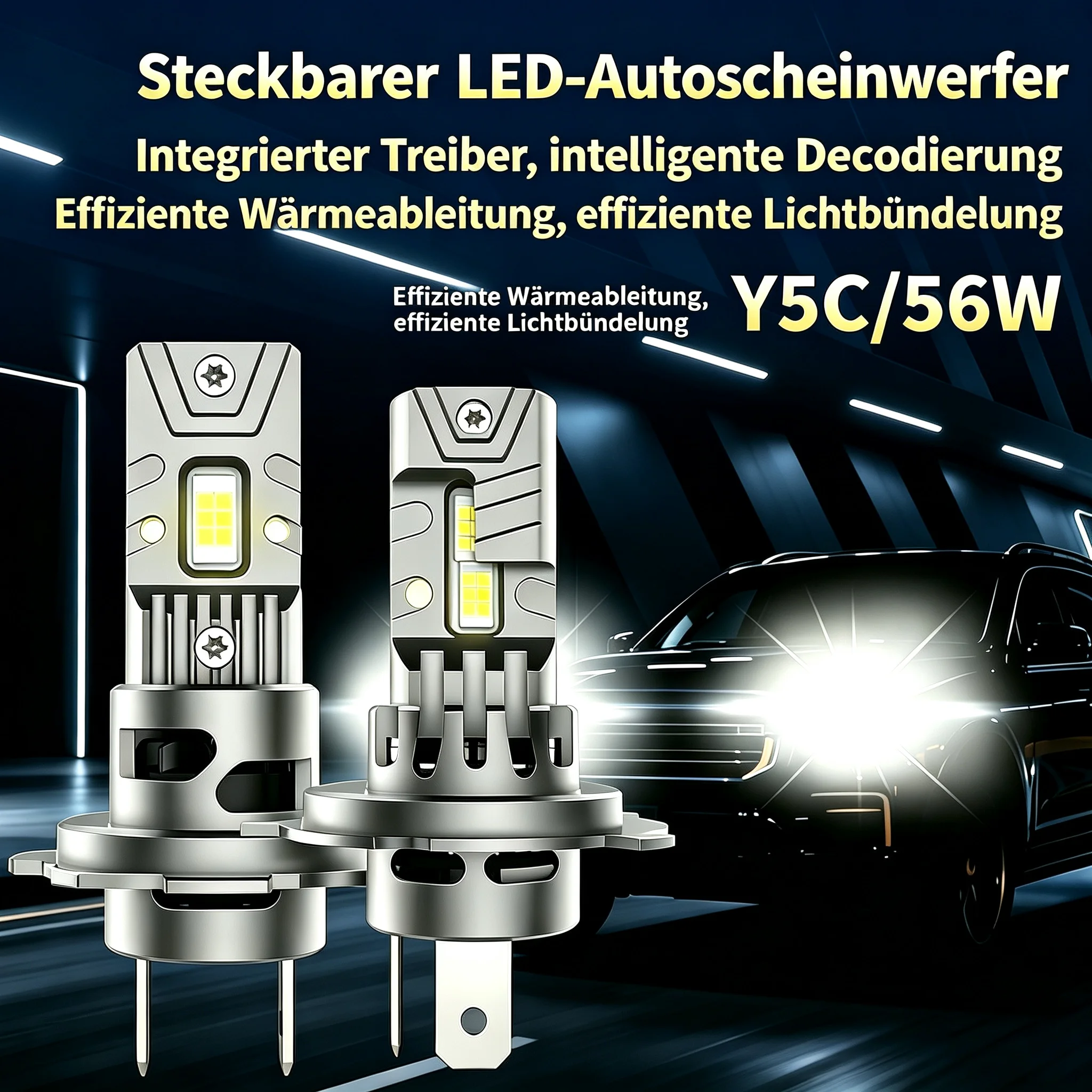 Zelurxx H4 H7 H11 9012 Lampadina LED per Fari Auto ad Alta Potenza, Potente Luce Fendinebbia per Auto, Lampada a Diodi Turbo per Moto 12V 55W per Peugeot 5008 2009~2017