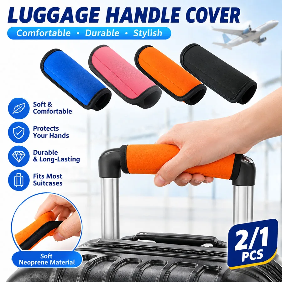 2/1 Pcs Lightweight Durable Luggage Handle Wrap, Bright Color Soft Comfortable Grip Protector, Fit Most Suitcase Trolley Handles