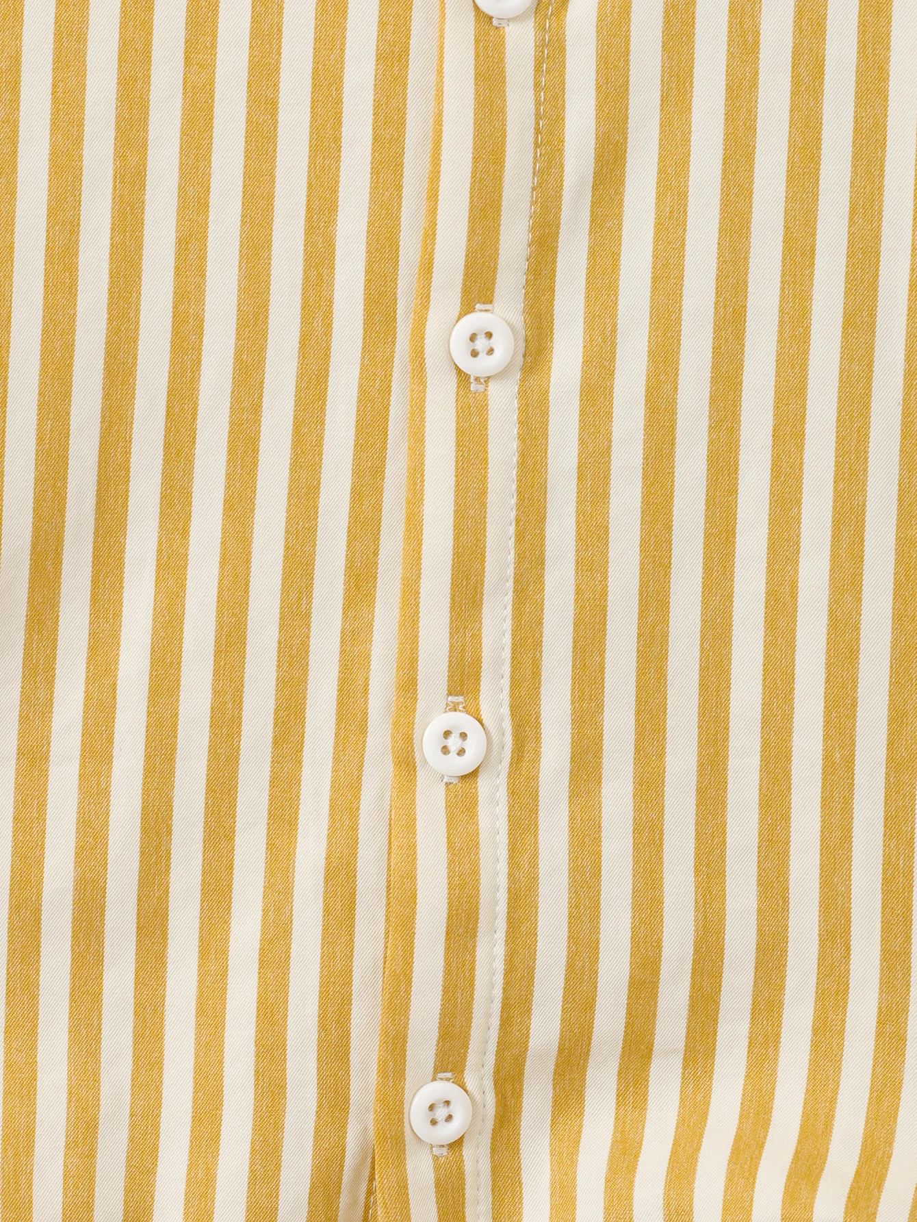 Young Boy Striped Stand Collar Short Sleeve Shirt And Shorts Set
