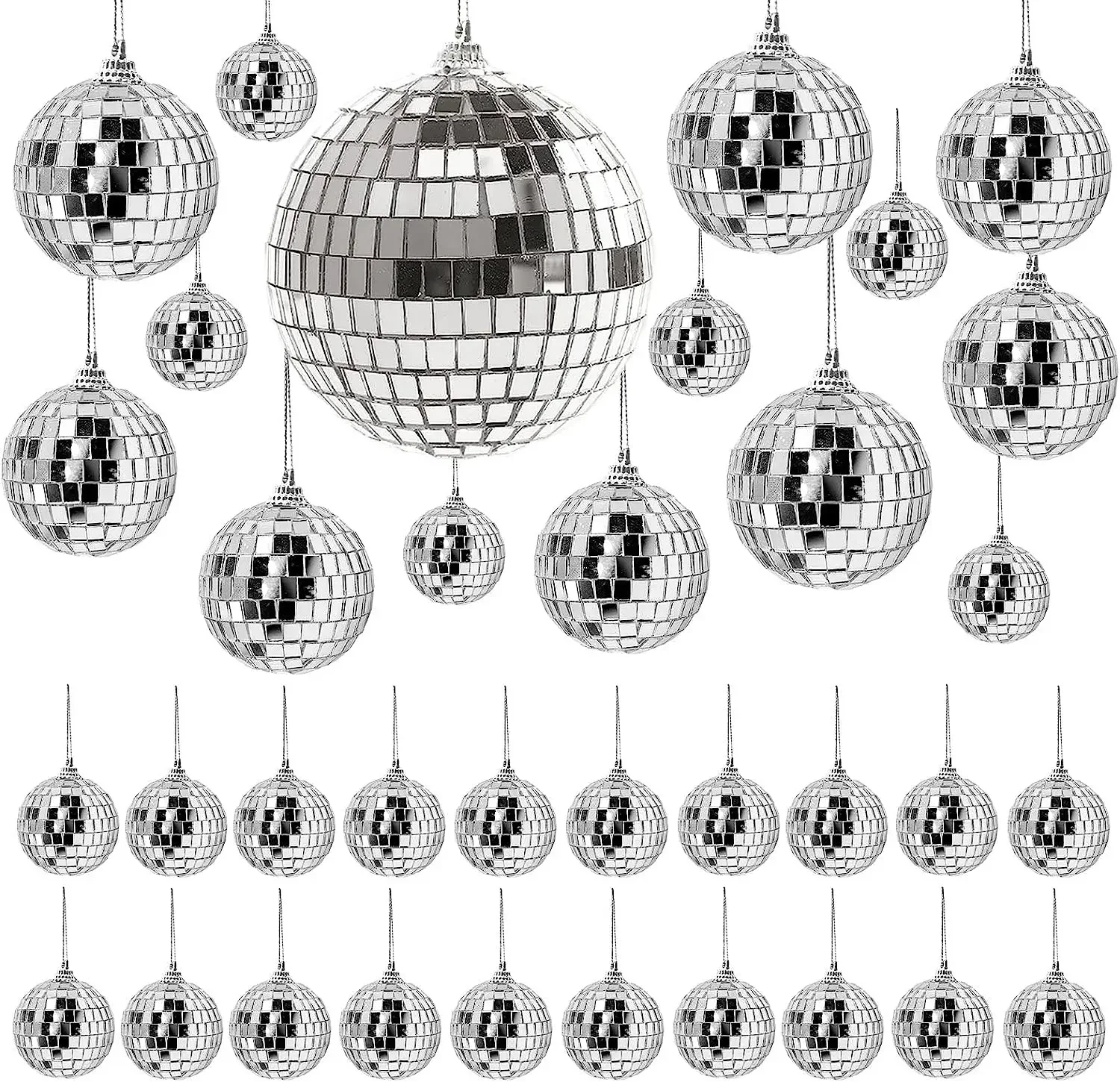 Boule Disco miroir 2-10cm, décorations de fête des années 70, ornements suspendus réfléchissants pour fête d'anniversaire, décoration de gâteau, fournitures de mariage