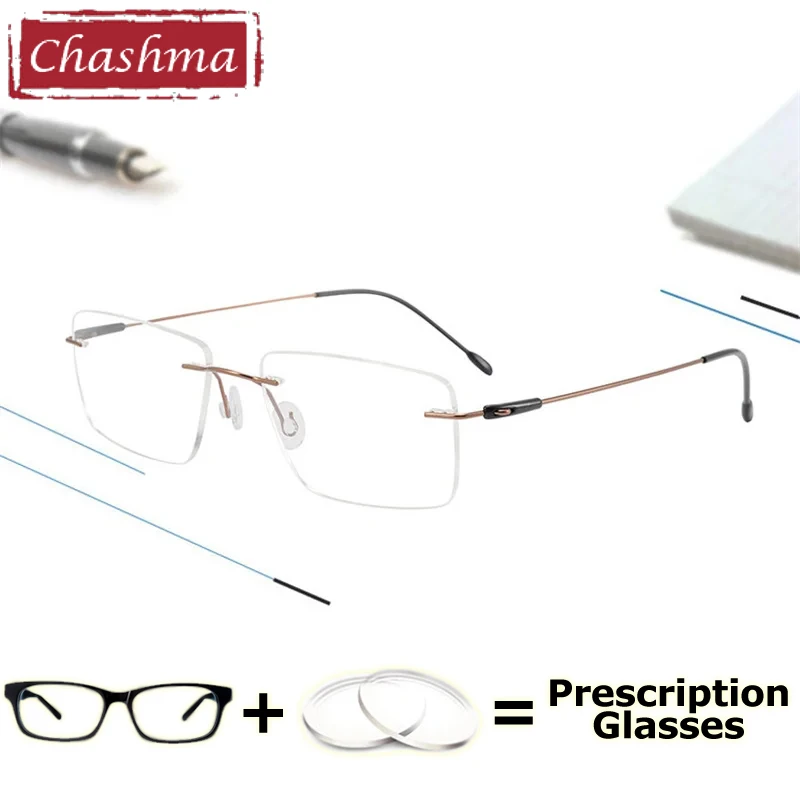 

Chashma Prescription Glasses Rimless Optical Men Spectacles Myopia Anti Blue Light Recipe Progressive Female Eyeglasses Frames