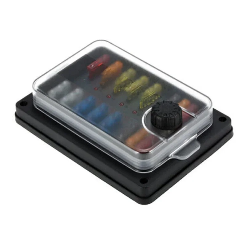 10 Way Auto Blade Zekeringkast Blok Houder 12 V-32 V Auto Boot Marine Zekeringkast houder Met LED Indicator Licht 5A 10A 15A 20A - afbeelding 2