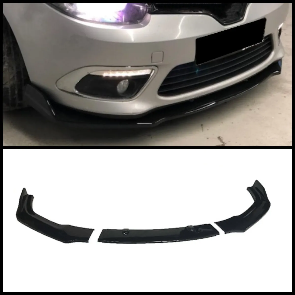 For Renault Fluence Front Bumper Lip Body Kit Spoiler Splitter Diffuser Lip 3pcs High Quality ABS Plastic Professional Universal