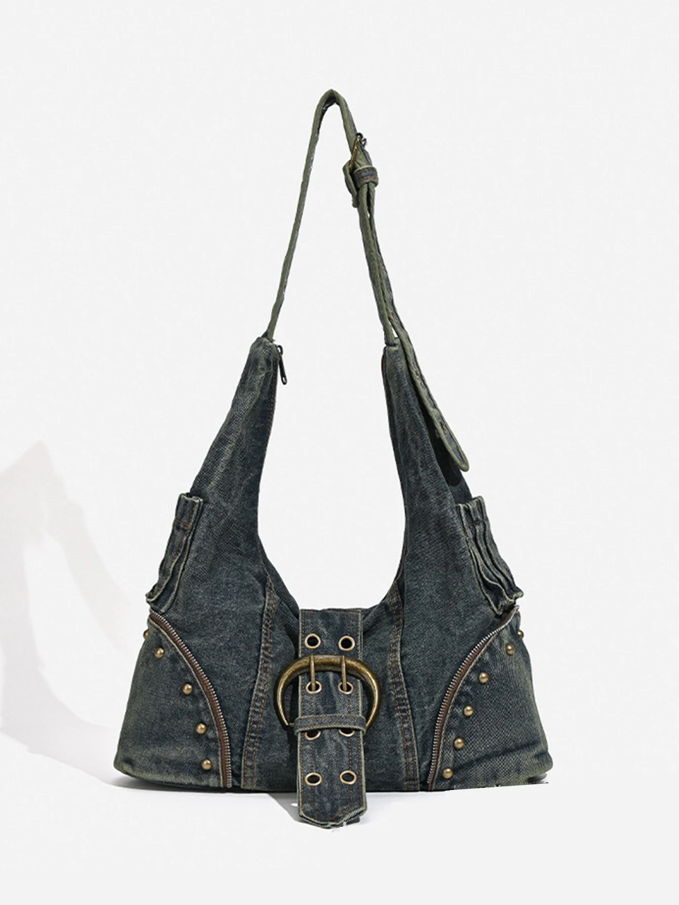 New Denim Fabric Bag Maillard Tote Bag Y2K Fashion Womens Light Luxury Underarm Bag Vintage Shoulder Bag