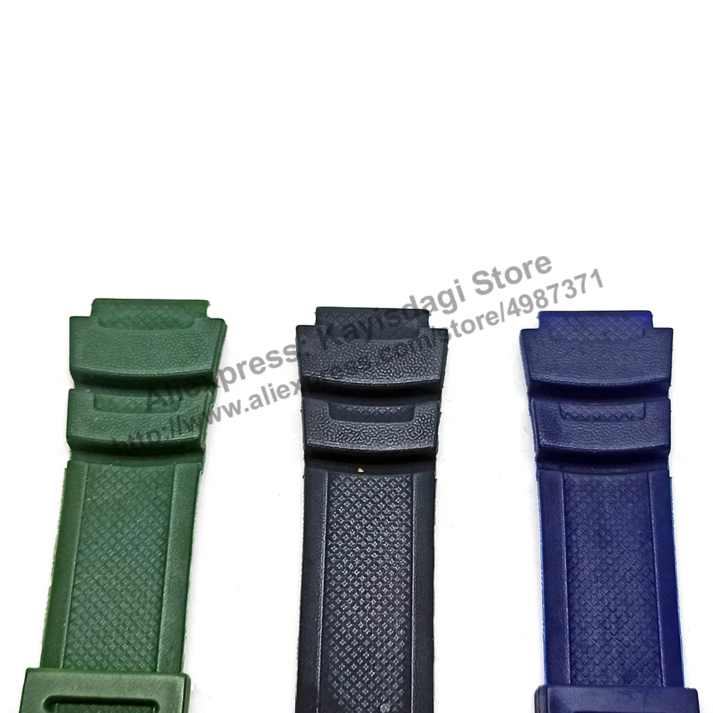 18mm Black , Blue , Green Rubber Watch Band / Strap Compatible for Casio W-218 , W-S200H , W-S210H , W-215 ,