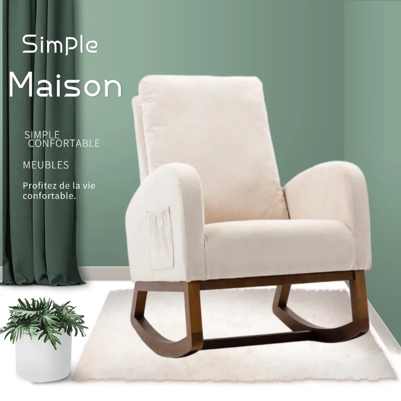 Fotel bujany w nowoczesnym stylu, wysokim oparciem wyściełane krzesło przesuwne do salonu. Nadaje się do salonu i sypialni