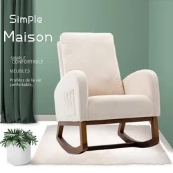 Fotel bujany w nowoczesnym stylu, wysokim oparciem wyściełane krzesło przesuwne do salonu. Nadaje się do salonu i sypialni