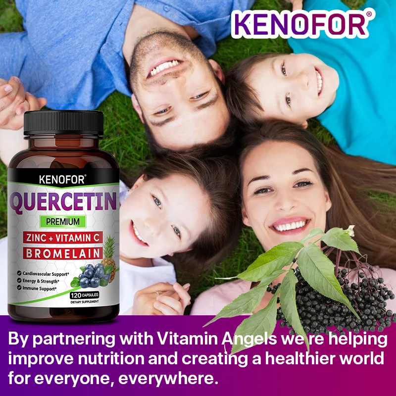 Quercetin with Bromelain, Zinc & Vitamin C - Immune, Cardiovascular & Respiratory Support, Natural Antioxidant, Vegetarian