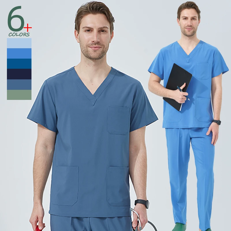 Duurzame mannen Arts Uniformen Medische Scrubs Veterinaire Verpleging Scrub Sets Tandheelkundige Ziekenhuis Kleding Lite Chirurgie Outfit S01