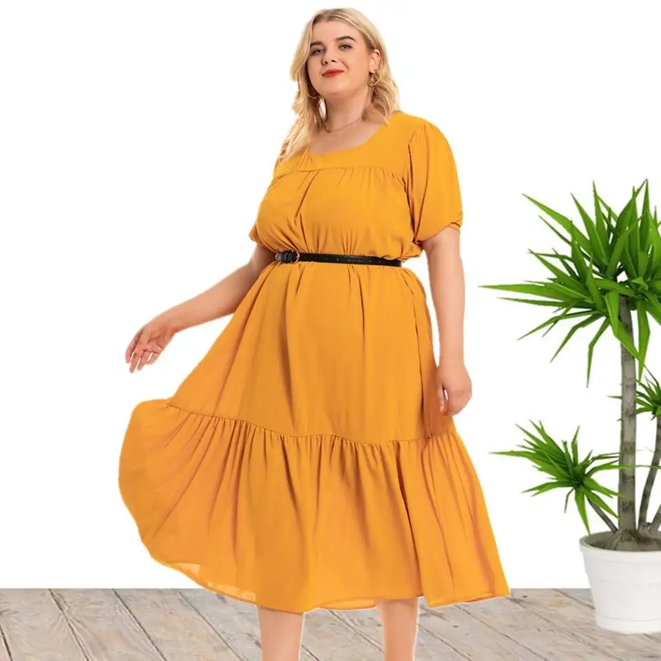 Robes d\'été décontractées à manches courtes pour femmes, grande taille, vente en gros, chine