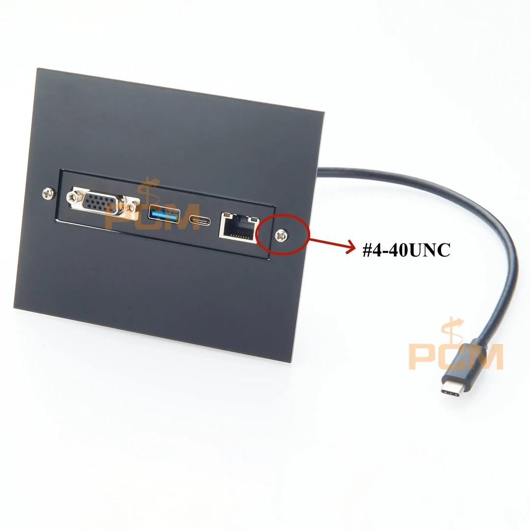 

Panel mount USB hub with screw Type-C Port Multiplier 1080P 60Hz VGA Plug, USB3.0 A, Type-C 3.1, RJ45 1000Mbps female adapter