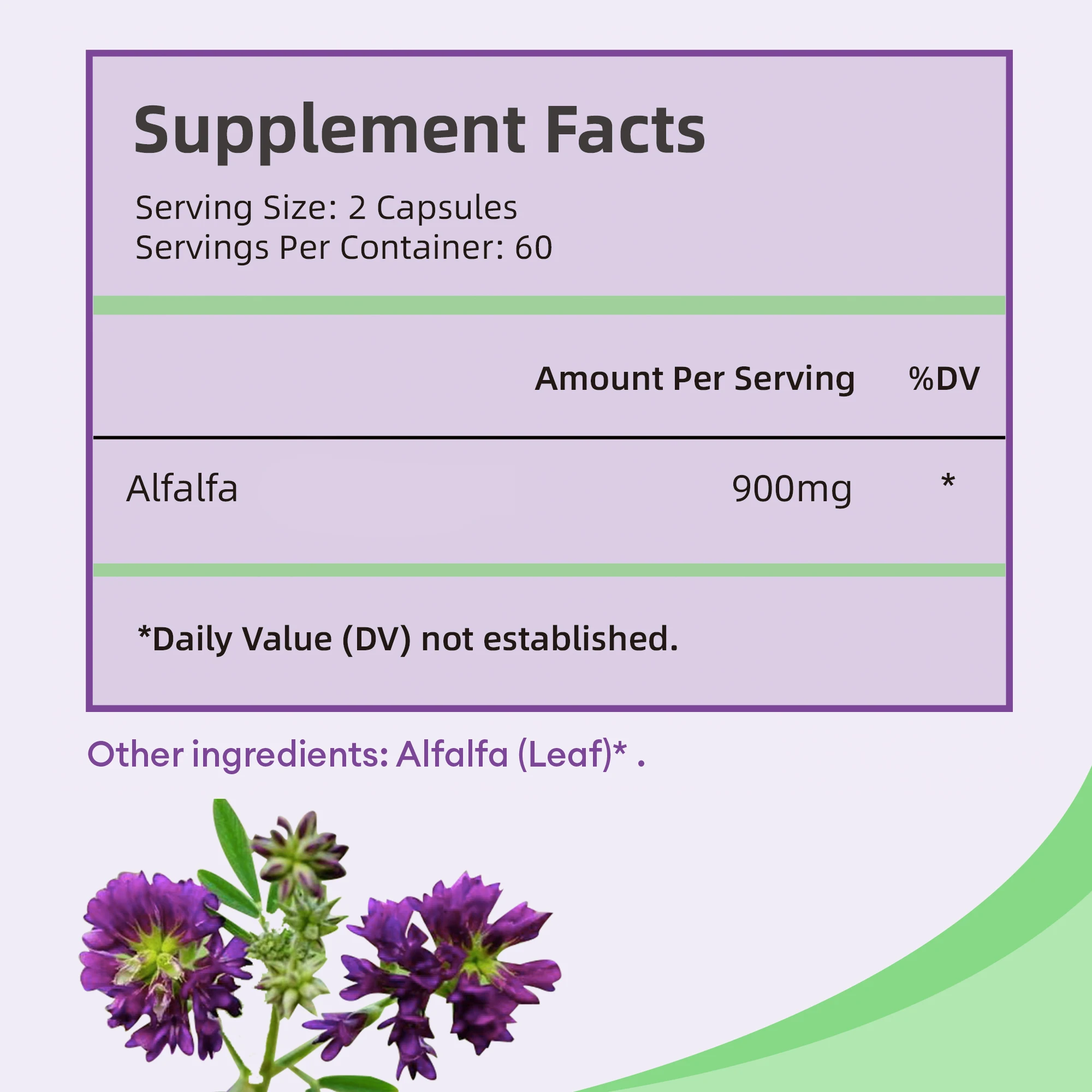 Natural Alfalfa Capsules - Eases Digestion and Supports Urinary Tract and Liver Health - 120 Capsules