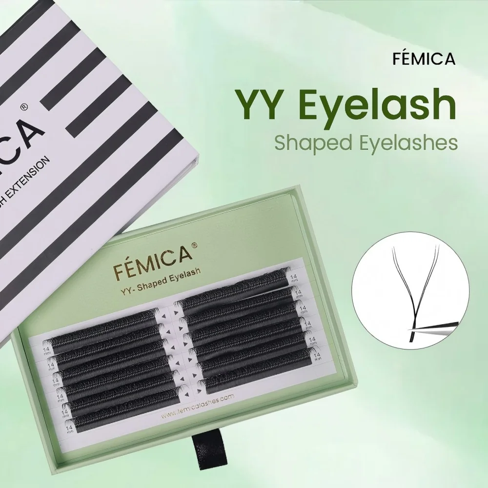 FemicaLashes YY Mink Eyelash Extensions Premade Volume Fans Soft Natural Lashes for DIY Makeup