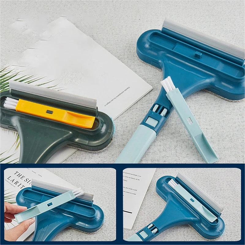 2 in 1 Window Screen Brush Glass Cleaner Mop Squeegee Wiper Household Long Handle Dust Removal Multifunctional Cleaning Tool