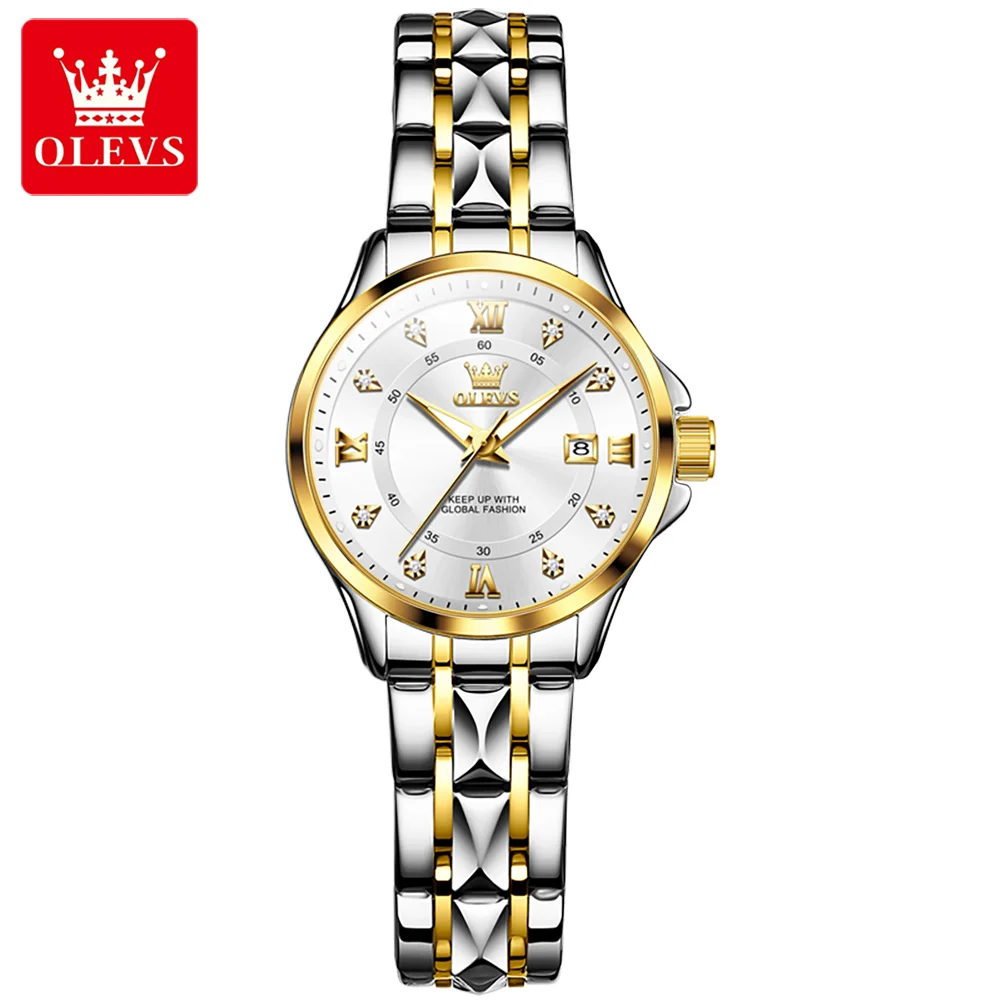 

OLEVS 2906 Women's Luxury Watch Stainless Steel Gold/Silver Analog Quartz Movement Waterproof Luminous Hands Dress Watch
