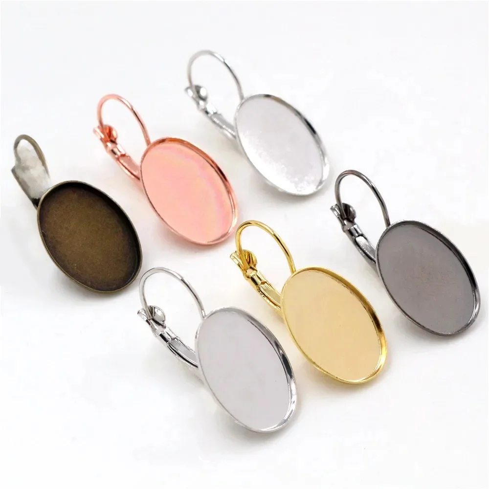 13x18mm 18x25nn 10 sztuk/partia 6 kolory Plated wysokiej jakości francuski dźwignia powrót kolczyki puste/baza, Fit 13x18mm owalne szklane kaboszony — zdjęcie 2