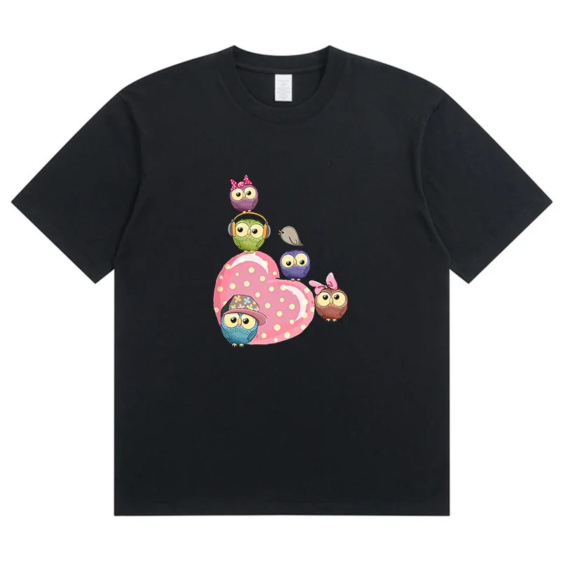 Summer latest Owls Love Listen Music Fashion Sports Women's T-Shirt Harajuku Graphic Clothing Women's Top,Drop Ship