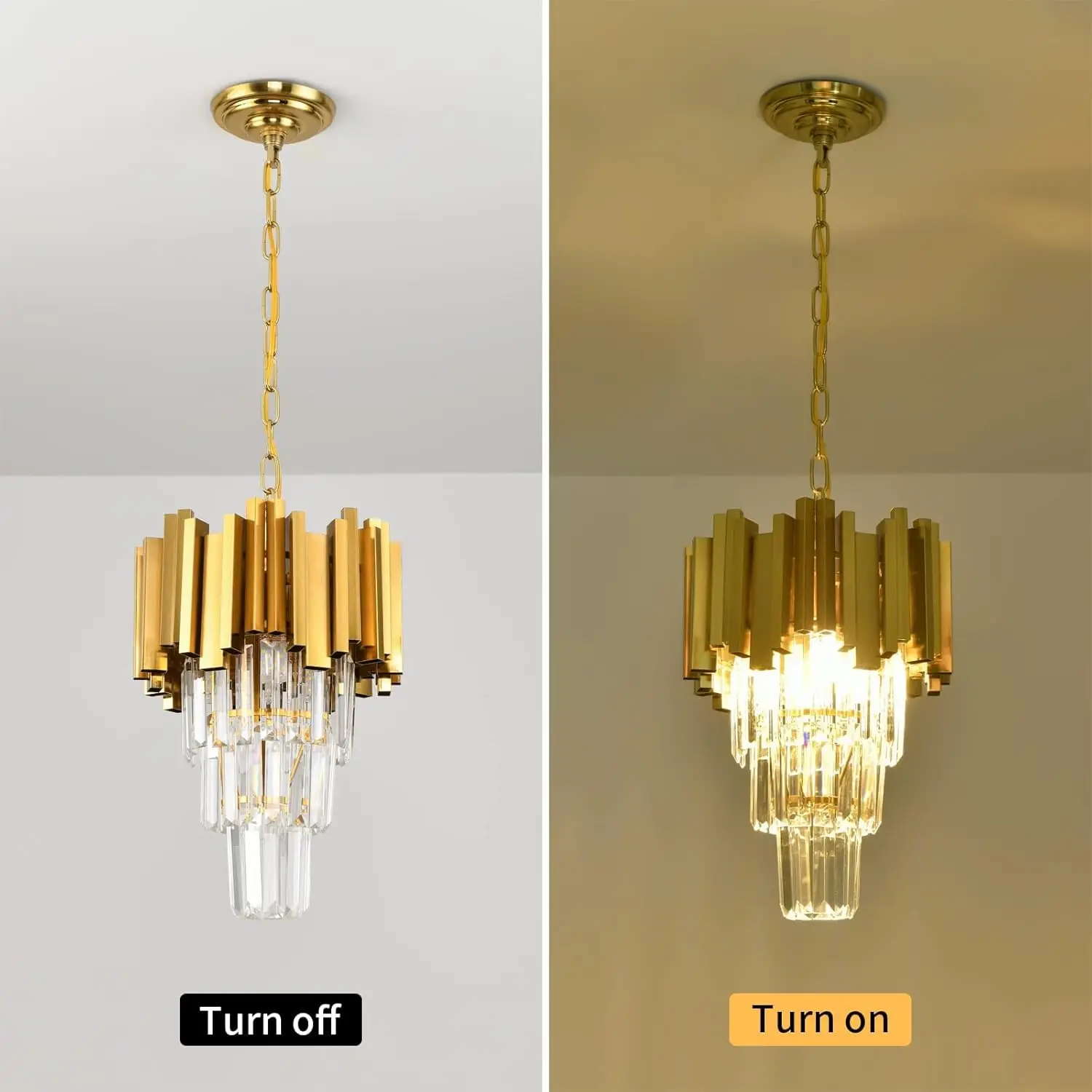 Gold Pendant Light Fixtures Dining Room Chandelier 3-Light Modern Small Crystal Pendant Lights Kitchen Island Kitchen Living Roo