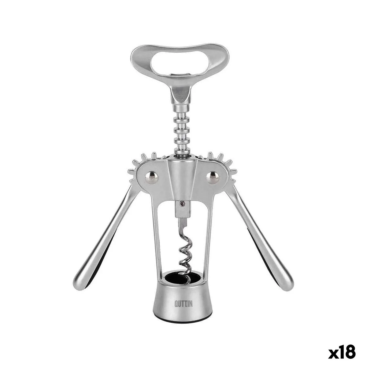 Flessenopener met kurkentrekker 18 x 7 x 4 cm Zilver (18 stuks)