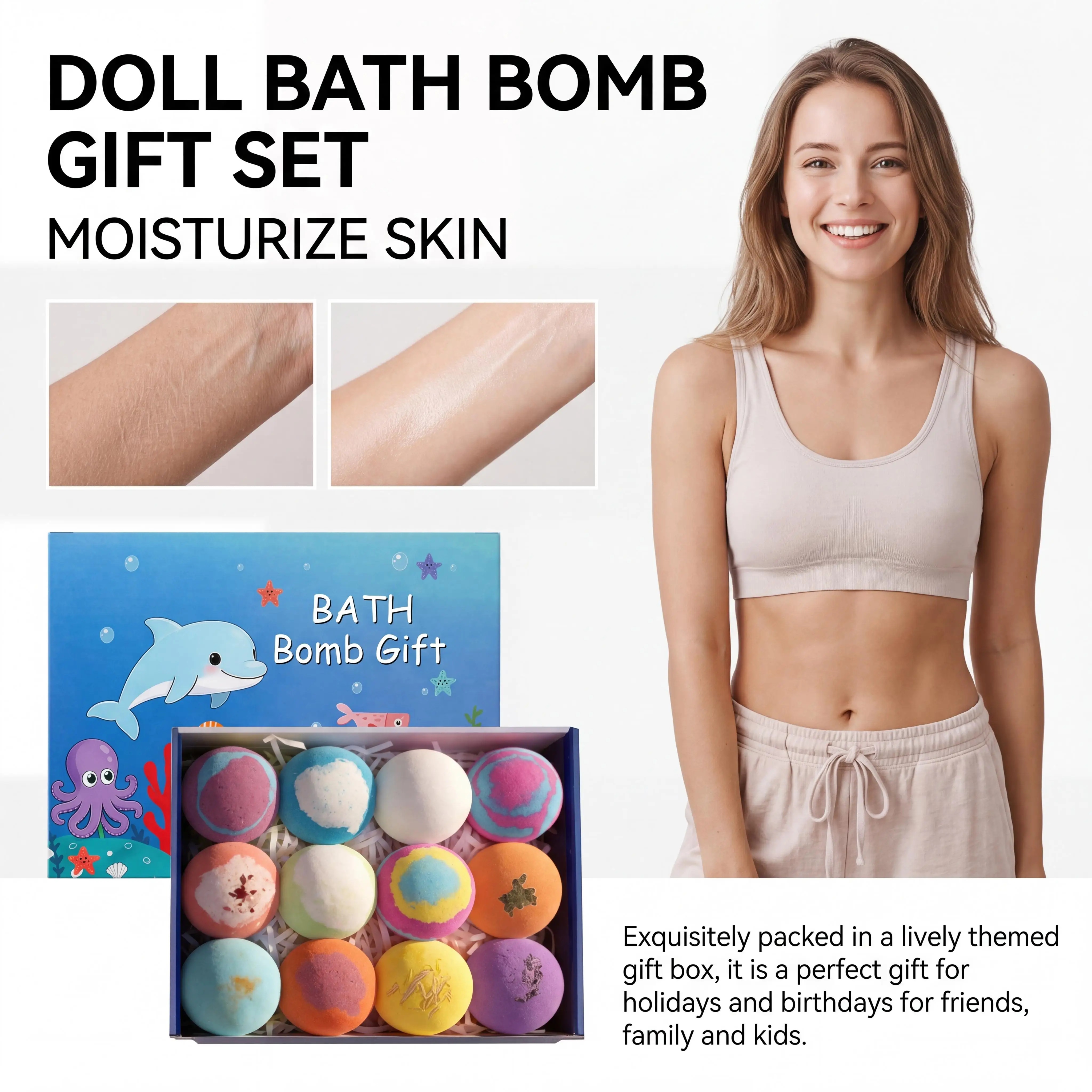 12PCS Bath Salt Ball Sleeve Box Bath Balls Gift Set Organic Bath Balls for Kids Sea Salt Bath Essential Oils Softening Keratin Relaxing Moisturizing Foot Spa Natural Organic Colorful Bubble Bath Fizz Ball for Boys Girls