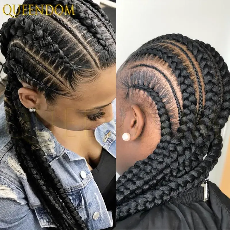 36 ''الصناعية صندوق جامبو الدانتيل شعر مستعار أمامي كامل الدانتيل كورنو تويست جديلة فو Locs شعر مستعار للنساء السود عقدة صندوق شعر مستعار مضفر #3