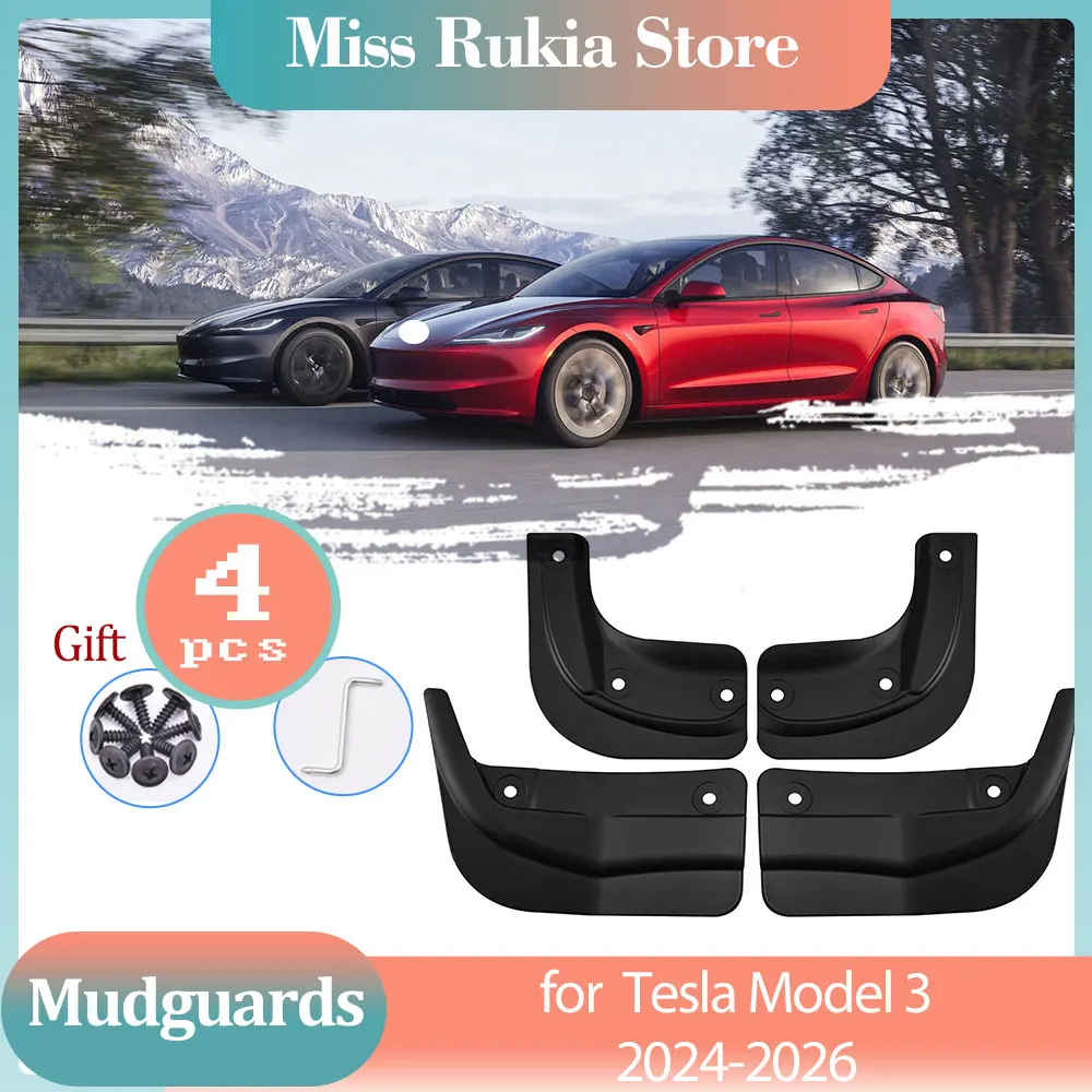 Car Mud Flaps for Tesla Model 3 Highland 2024 2025 2026 Mudguards Splash Guard Fender Flare New Upgrade Wheel Cover Accessories