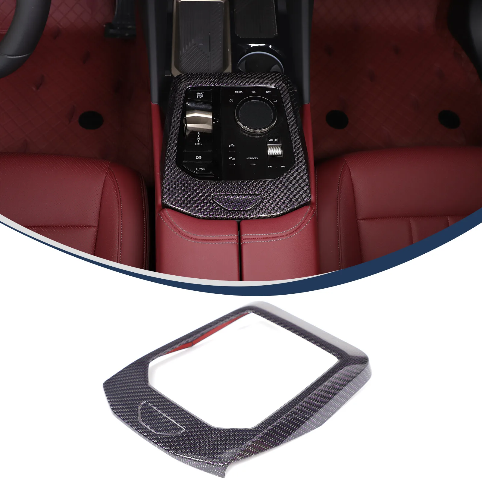 

Center Console Gear Frame Shift Trim Cover For BMW 5 Series G60 2024-2025 Carbon Fiber Center Console Decorative Bezel Panel