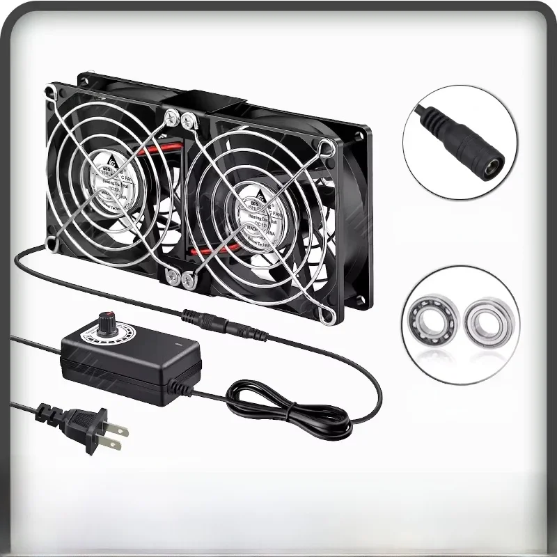 Gdstime DC 12V Dual Ball 80x25mm 80mm Wentylator komputerowy z dużym przepływem powietrza i regulatorem prędkości do laptopa PC Odbiornik DVR Chłodzenie — zdjęcie produktu 7