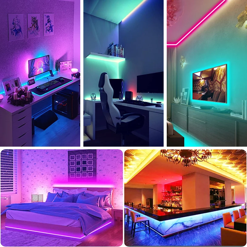 Imagem -06 - Usb Led Strip Lights para Decoração de Sala Wifi Rgb 5050 Alexa Controle de Aplicativos Luces Bluetooth Diodo Flexível Fita da Lâmpada