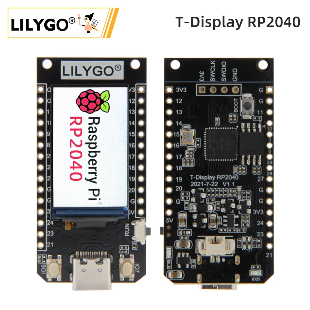 LILYGO® T-Display RP2040 Dual ARM Raspberry Pi Module 1.14 inch LCD IPS HD Screen Circuits Development Board for Arduino