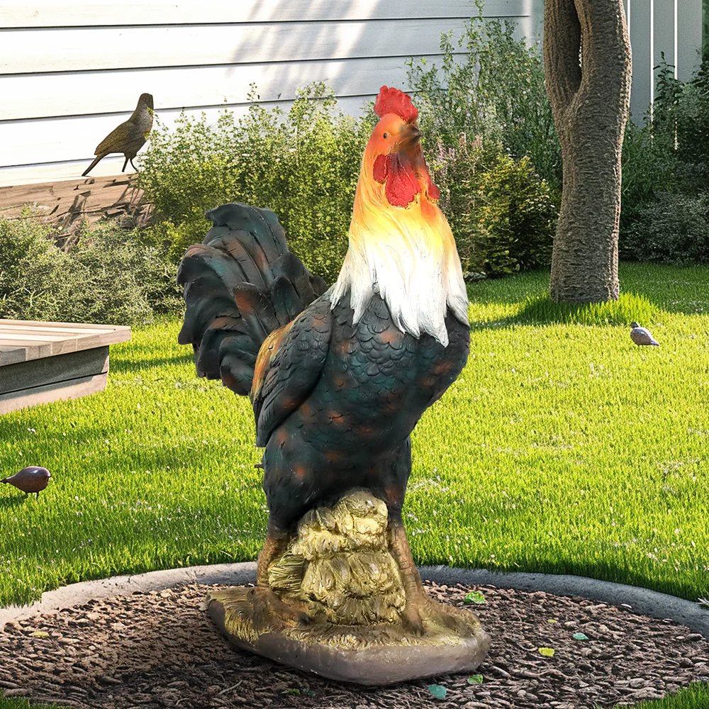 

Naturefulls 22.4'' Outdoor Rooster Garden Statue-Large Concrete Garden Sculpture Rooster Art Decor Statue for Outdoor,Home Decor