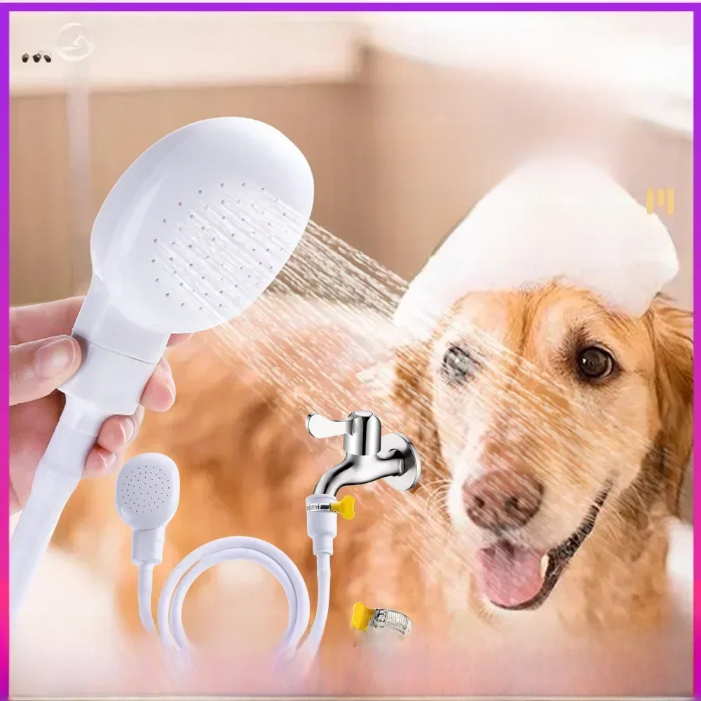 Tuyau d'évier Portable pour animaux de compagnie, pulvérisateur de robinet, fixation de douche pour chien avec vis sans fin réglable, pomme de bain, filtre de vidange