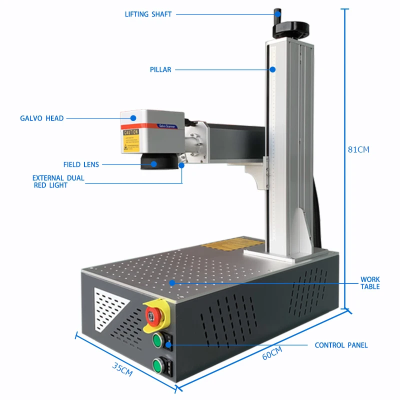 Bluetimes 50W Raycus Fiber Laser Marking Machine 30W Laser Engraver Nameplate Engraving Metal Carving for PVC Plastic Stainless