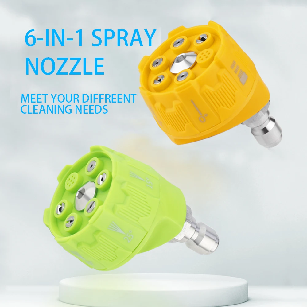

High Pressure Washer 6-IN-1 Spary Nozzle Multiple Spray Angles With 1/4 Quick Connection For High Pressure Cleaner Car Accessory