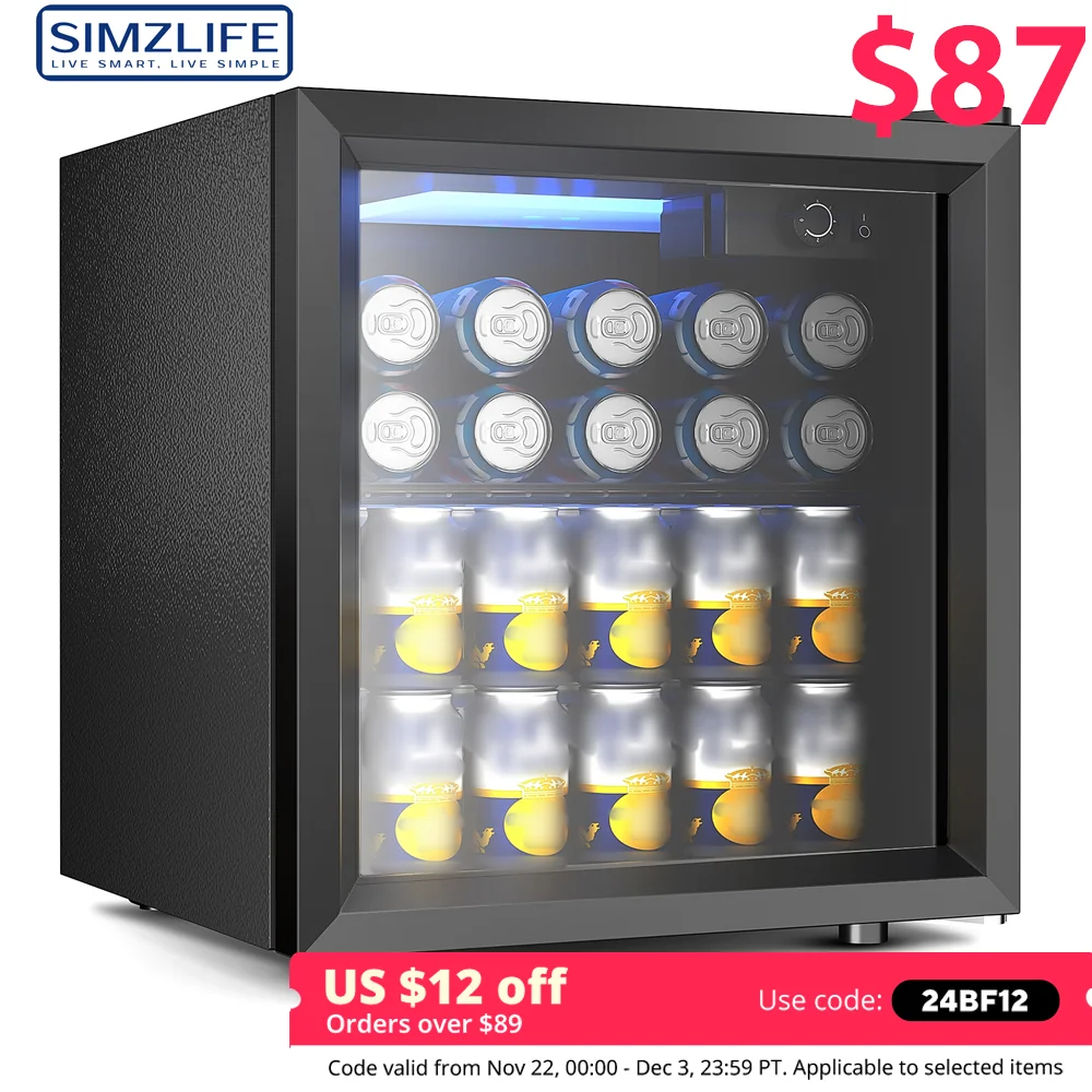 

SIMZLIFE Mini Fridge 1.3 cu.ft 48 Can Beverage Refrigerator Cooler for Beer Drinks Wines Beverage Fridge with Adjustable Shelves