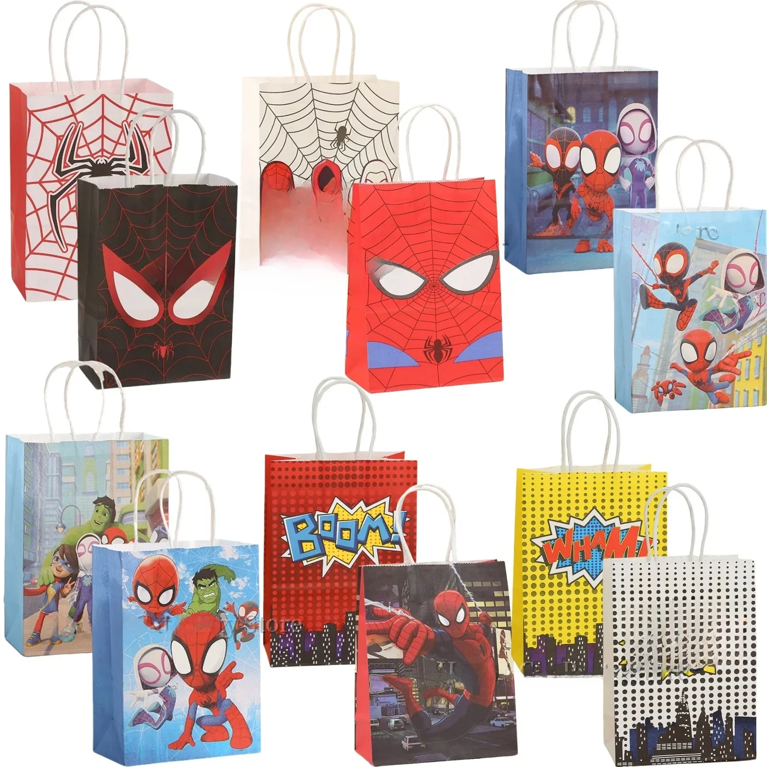Sacs cadeaux en papier SpidSuffolk, sacs fourre-tout Smile Hero, sacs d'emballage de bonbons, faveurs pour enfants, fournitures de fête pour garçons, décor d'anniversaire, nouveau