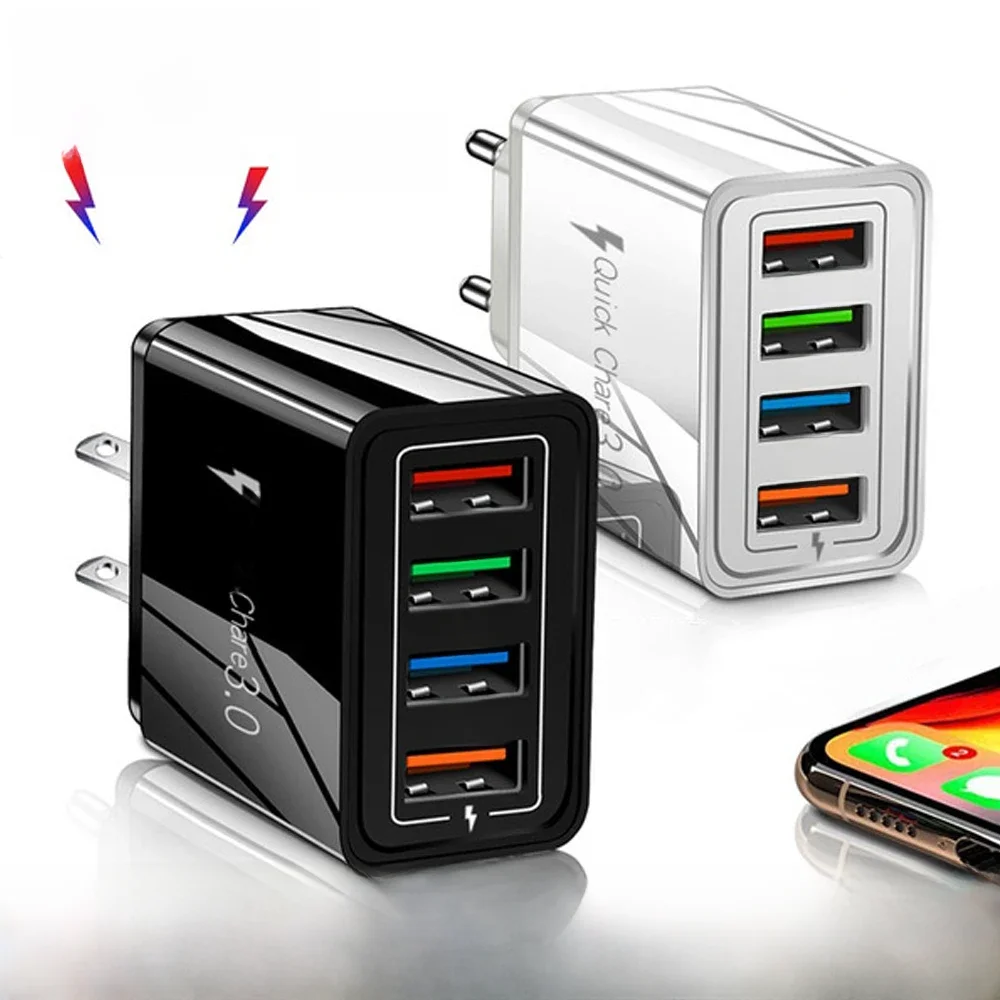 Chargeur USB rapide 3.0 avec prise EU/US, adaptateur mural pour téléphone iPhone 15 Pro Max et tablette
