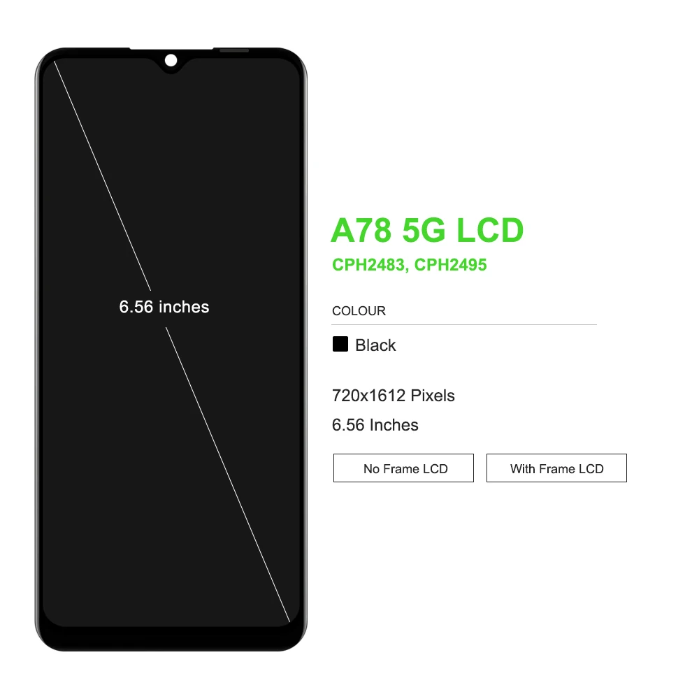 6.56'' For OPPO A78 5G LCD Display With Frame Touch Screen CPH2483 CPH2495 Panel Replacement Parts