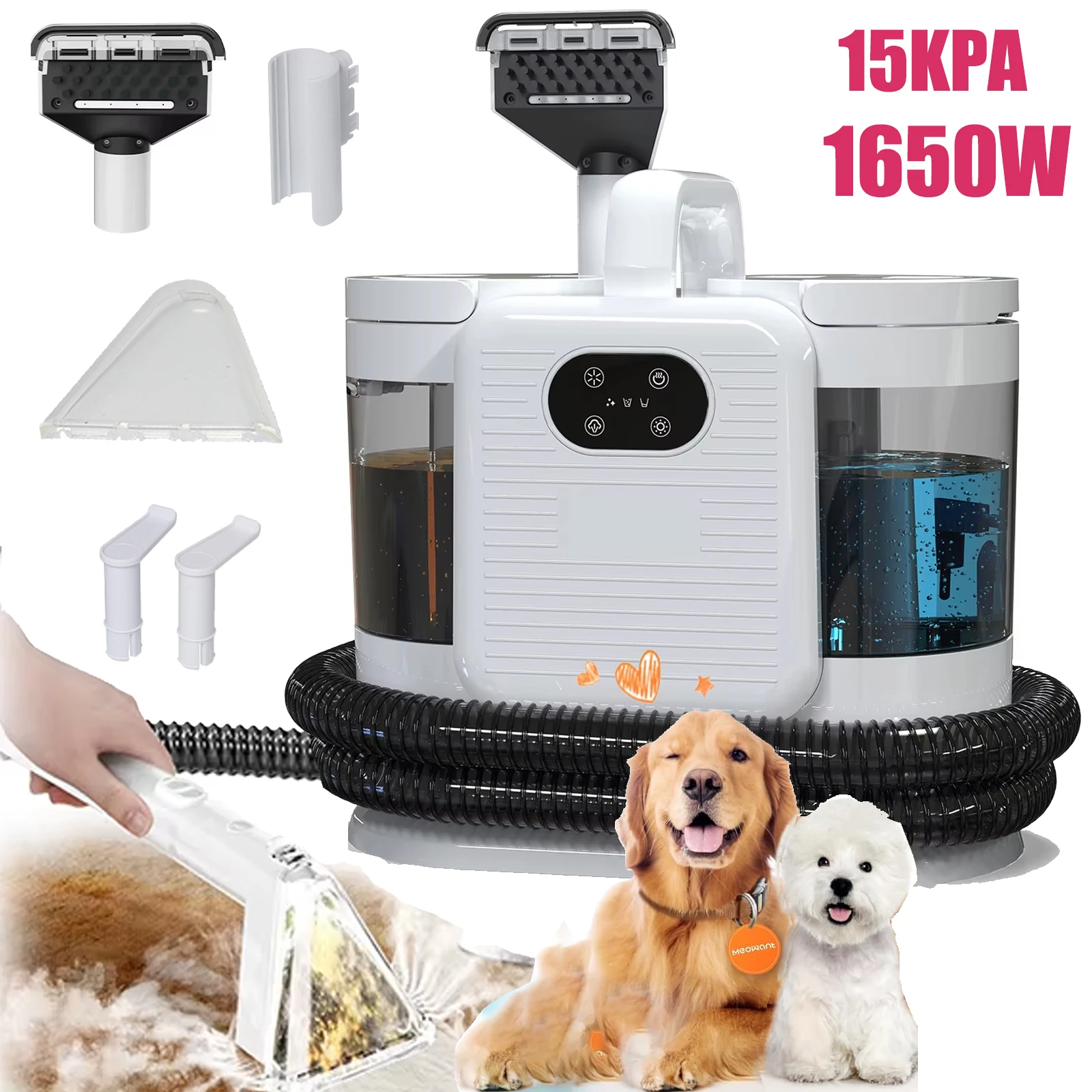 OWJHE 1650 W Dampfreinigungs-Sprühmaschine, 15 kPa Saug-Teppichreiniger, handgehaltenes Smart-Home-Gerät für die Reinigung von Schlafsofas