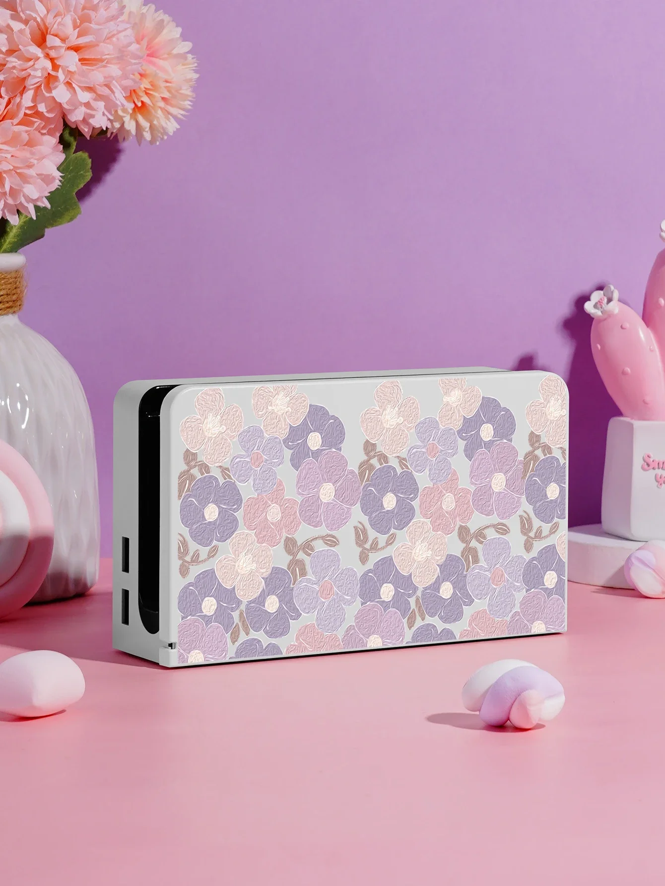 Housse de protection à fleurs pour Nintendo Switch, Station de chargement, plaque avant de remplacement décorative, accessoires