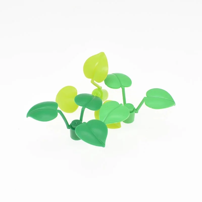 MOC Compatible 6255 plante fleur tige 1x1x2/3 avec 3 grandes feuilles feuille de pêche herbe éclairer bloc de construction briques particules jouet