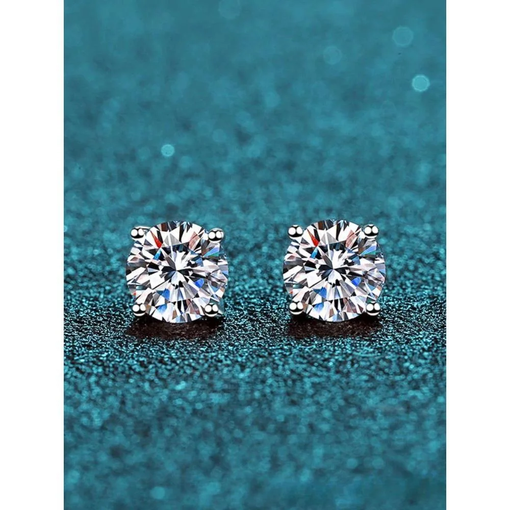 Официальный магазин MoisaLuxe GRA Moissanite Plata, стерлинги 925, серьги-гвоздики с четырьмя когтями для женщин, обручи, пирсинг, модные украшения