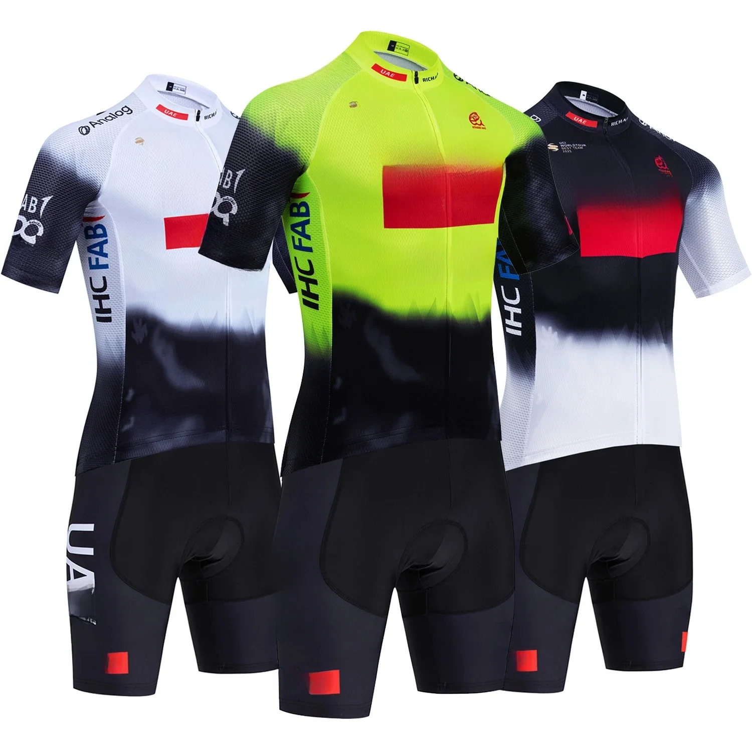 AliExpress EFAPEL Fluor Yellow Cycling Jersey Team 2025 UAE Bike Maillot Jersey Shorts Set MTB Ropa Ciclismo Quick Dry Bicycle T-shirt Clothing