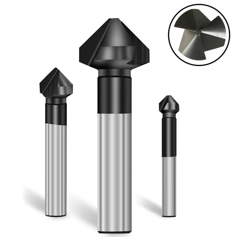 90 stopni M35 Cobalt TiAlN Coated Chamfer Countersink Drill Bit 3 Flutes Deburring Stainless Steel Reaming Chamfering Cutter — zdjęcie 2