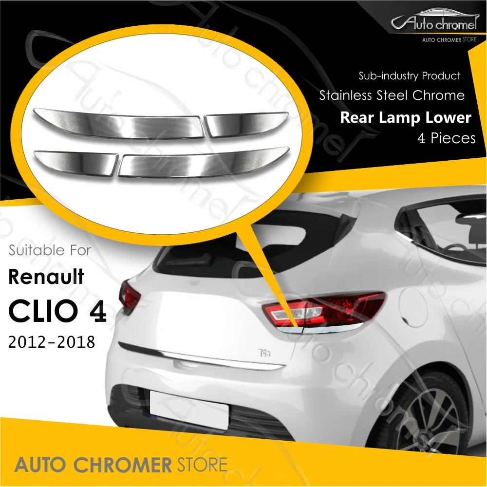 For Renault Clio 4 Rear Lamp Lower Chrome Accessories 4 Pieces 2012-2018 External Parts Automobile Styling Upgrade Vehicle