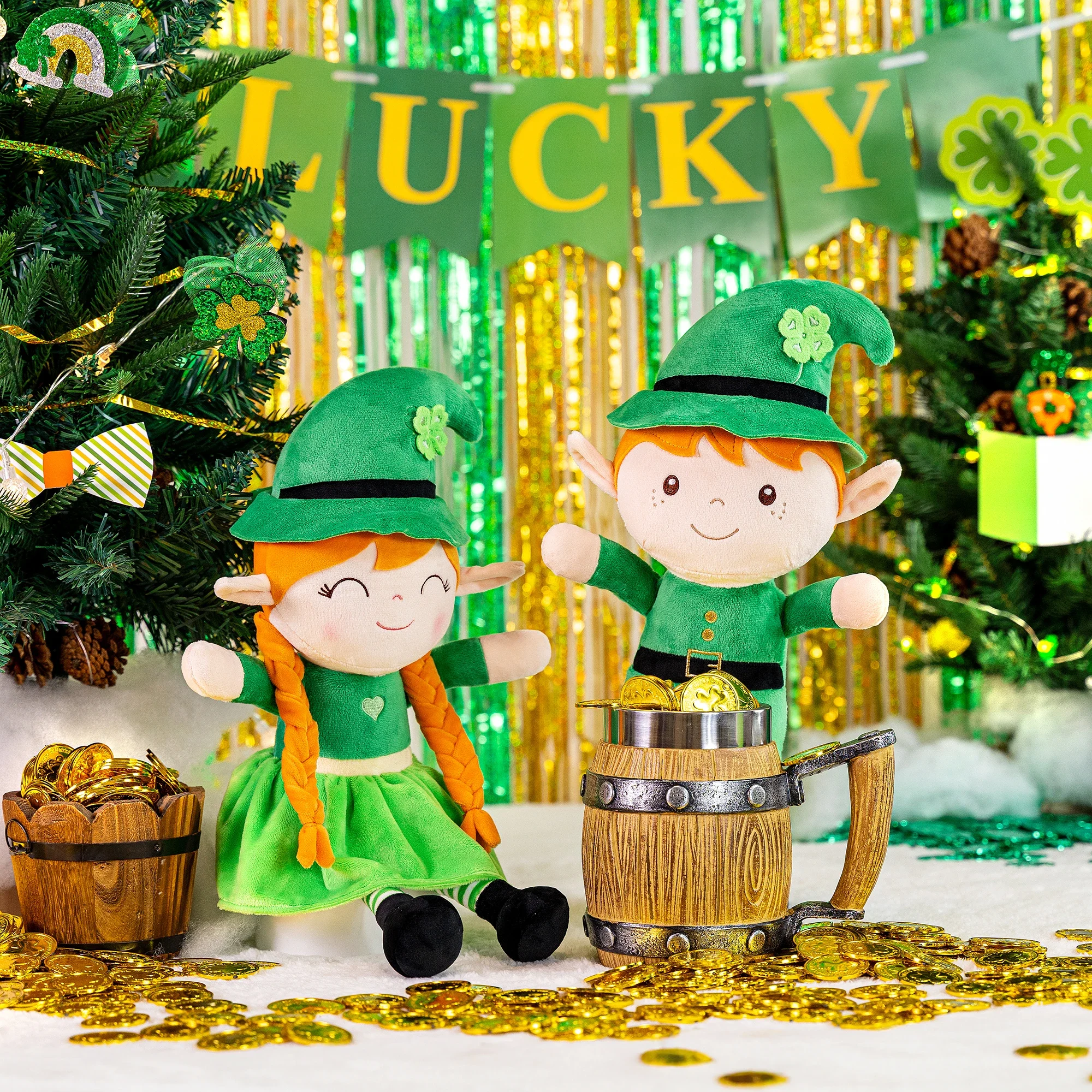 Gloveleya Plüsch puppen Saint Patrick's Day Geschenke weiche irische Segen Puppe Shamrock wünscht Plüsch Elf Baby Geschenke